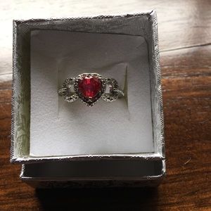 2 Ring Stainless Steel with Garnet Center